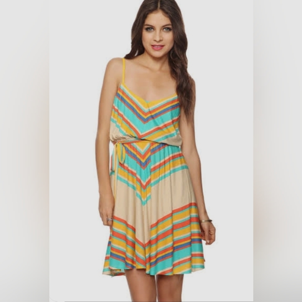 Forever 21 Chevron Boho Sundress Spaghetti Strap Western Style Sz M